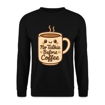 Kein Talkie Vor dem Kaffee Niedliches Gemütliches Design - Unisex Pullover - Schwarz - Vorne - Alina (178cm) & Michal (187cm)