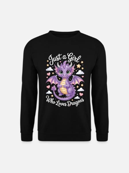 Fantasy Drache T-Shirt für Mädchen & Frauen - Unisex Pullover - Schwarz