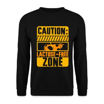 Laktoseintolerant Lactose Free Zone - Unisex Pullover - Schwarz - Vorne - Alina (178cm) & Michal (187cm)
