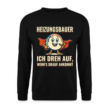 Motif de super-héros chauffagiste - Sweat-shirt Unisexe - noir - Devant - Alina (178cm) & Michal (187cm)