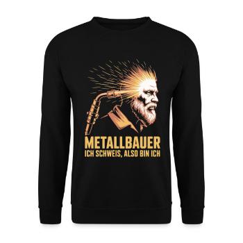 Metallbauer Ich Schweiss Bin Ich Design - Unisex Pullover - Schwarz - Vorne - Alina (178cm) & Michal (187cm)