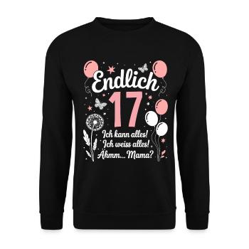 Enfin 17 Anniversaire 17 Ans Cadeau Fille - Sweat-shirt Unisexe - noir - Devant - Alina (178cm) & Michal (187cm)