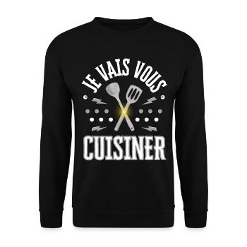 ICH KOCHE FÜR DICH - Unisex Pullover - Schwarz - Vorne - Alina (178cm) & Michal (187cm)