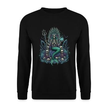 Skeleton Mermaid with Skulls - Unisex Sweatshirt - black - Front - Alina (178cm) & Michal (187cm)