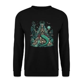 Okkulte Meermagierin mit Schädel - Unisex Pullover - Schwarz - Vorne - Alina (178cm) & Michal (187cm)