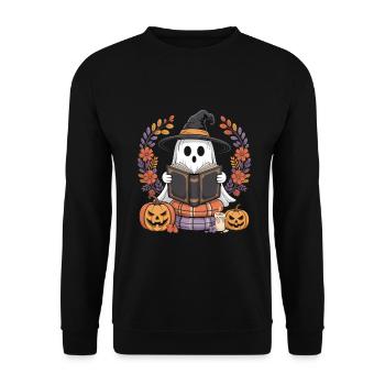 sorcière citrouille fantôme lecteur design - Sweat-shirt Unisexe - noir - Devant - Alina (178cm) & Michal (187cm)