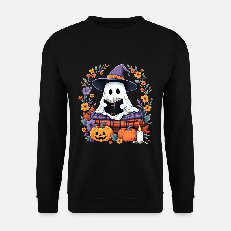 Cozy Halloween Witch Ghost with Pumpkins - Unisex Sweatshirt - black
