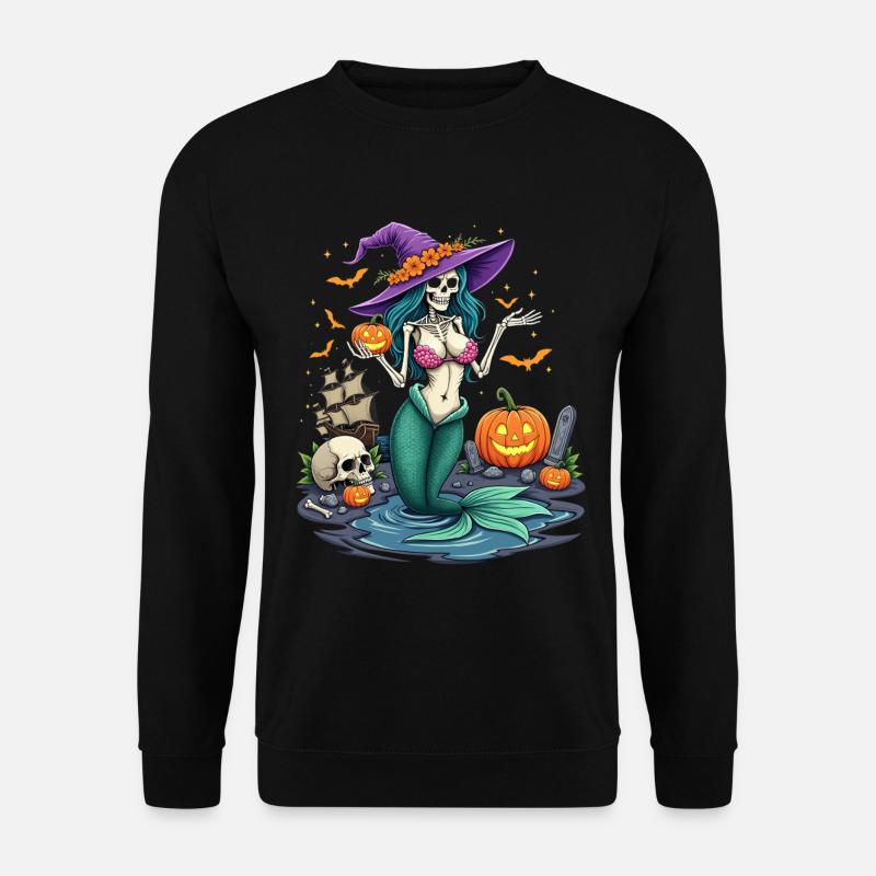 Hexenmermaid mit Halloween-Elementen - Unisex Pullover - Schwarz