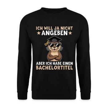 Bachelorabschluss - Otter mit Bachelortitel - Unisex Pullover - Schwarz - Vorne - Alina (178cm) & Michal (187cm)