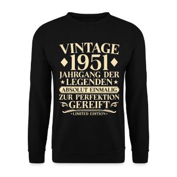 Vintage 1951 Vintage Born - 75th Birthday - Unisex Sweatshirt - black - Front - Alina (178cm) & Michal (187cm)