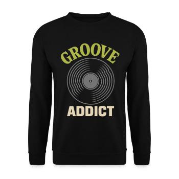 Groove Addict Vinyl Record Music Lover - Unisex Sweatshirt - black - Front - Alina (178cm) & Michal (187cm)