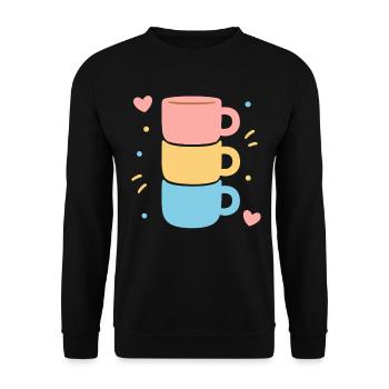 Süße Kaffeetasse Stack Pastel Hearts Love - Unisex Pullover - Schwarz - Vorne - Alina (178cm) & Michal (187cm)