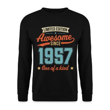 Awesome Since 1957 - Unisex Sweatshirt - black - Front - Alina (178cm) & Michal (187cm)