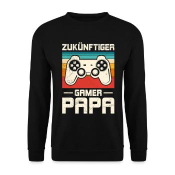 FUTURE GAMER DAD Retro Funny - Unisex Sweatshirt - black - Front - Alina (178cm) & Michal (187cm)