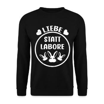 Tierschutz LIEBE STATT LABORE Tierversuch Frei - Unisex Pullover - Schwarz - Vorne - Alina (178cm) & Michal (187cm)