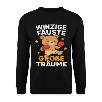 Kuschelbär im Boxring Shirt Motivation - Unisex Pullover - Schwarz - Vorne - Alina (178cm) & Michal (187cm)