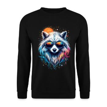 Chien cool avec lunettes de soleil et Color Explosion Neo - Sweat-shirt Unisexe - noir - Devant - Alina (178cm) & Michal (187cm)