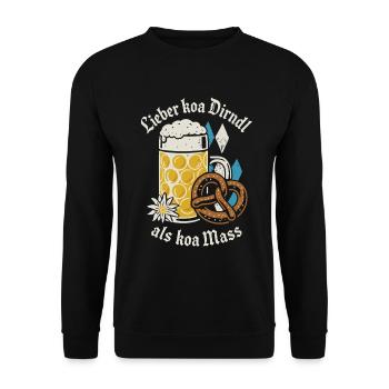 Lieber koa Dirndl als koa Mass - Bier und Gaudi - Unisex Sweatshirt - black - Front - Alina (178cm) & Michal (187cm)