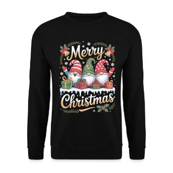 Funny Christmas Gnome Shirt Merry Christmas - Unisex Sweatshirt - black - Front - Alina (178cm) & Michal (187cm)