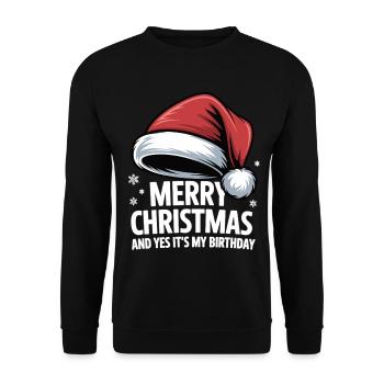 Christmas T-shirt for birthday children - Unisex Sweatshirt - black - Front - Alina (178cm) & Michal (187cm)