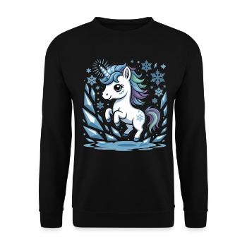 Magical Unicorn Shirt for Kids & Fans - Unisex Sweatshirt - black - Front - Alina (178cm) & Michal (187cm)