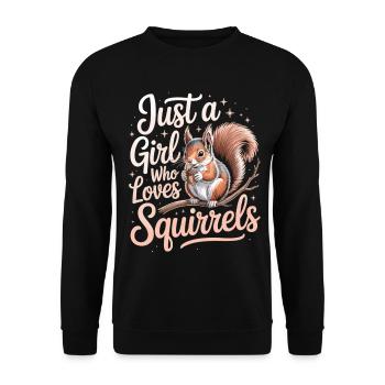 Süßes Eichhörnchen T-Shirt für Mädchen - Unisex Pullover - Schwarz - Vorne - Alina (178cm) & Michal (187cm)