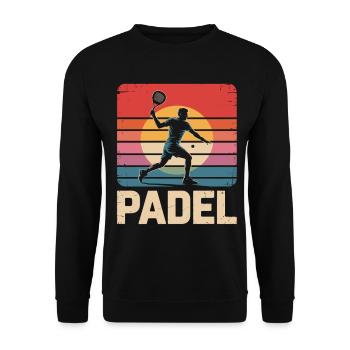 Retro Padel T-Shirt für Spieler & Fans - Unisex Pullover - Schwarz - Vorne - Alina (178cm) & Michal (187cm)