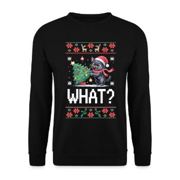 Drôle moche Noël pull chat chemise - Sweat-shirt Unisexe - noir - Devant - Alina (178cm) & Michal (187cm)