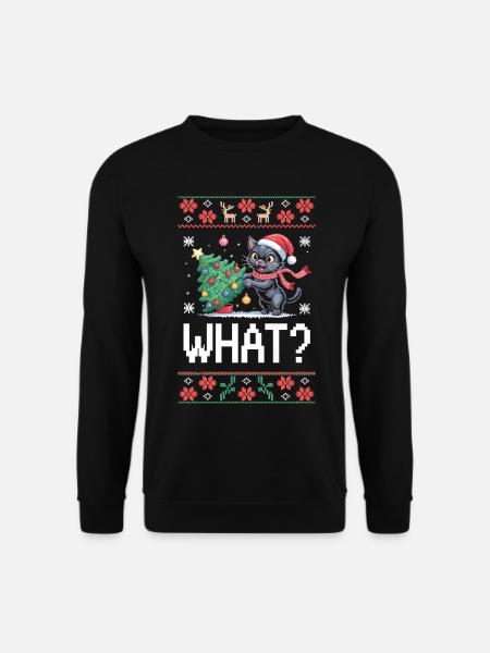 Drôle moche Noël pull chat chemise - Sweat-shirt Unisexe - noir