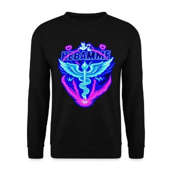 Hebamme Geburtshelfer  - Unisex Pullover - Schwarz - Vorne - Alina (178cm) & Michal (187cm)