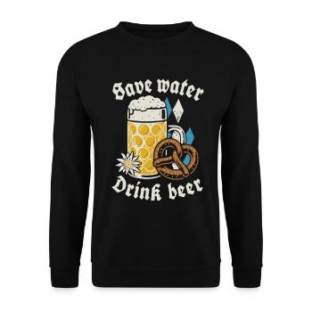 Save water drink beer - Biertrinker - Spruch - Unisex Sweatshirt - black - Front - Alina (178cm) & Michal (187cm)