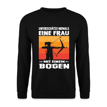 Bogenschießen Geschenk Bogenschützin Frauen - Unisex Pullover - Schwarz - Vorne - Alina (178cm) & Michal (187cm)