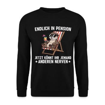 Pension Farewell Colleague - Otter in a deckchair - Unisex Sweatshirt - black - Front - Alina (178cm) & Michal (187cm)