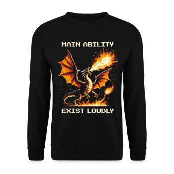 Main Ability: Exist Loud | Dragon - Unisex Sweatshirt - black - Front - Alina (178cm) & Michal (187cm)