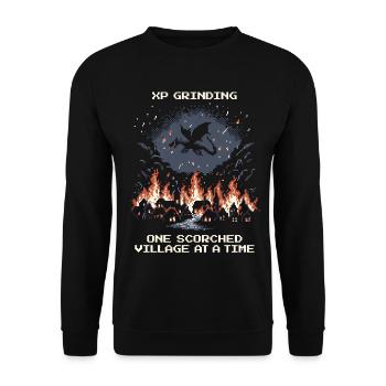 Grinding XP: Burned village by village | Dragon - Unisex Sweatshirt - black - Front - Alina (178cm) & Michal (187cm)