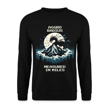 Aggro-Radius | Retro Drache Pixel Art - Unisex Pullover - Schwarz - Vorne - Alina (178cm) & Michal (187cm)