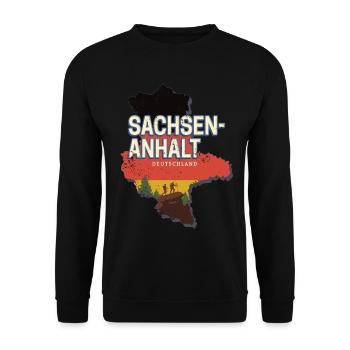 Sachsen Anhalt Deutschland Bundesland Souvenir - Unisex Pullover - Schwarz - Vorne - Alina (178cm) & Michal (187cm)