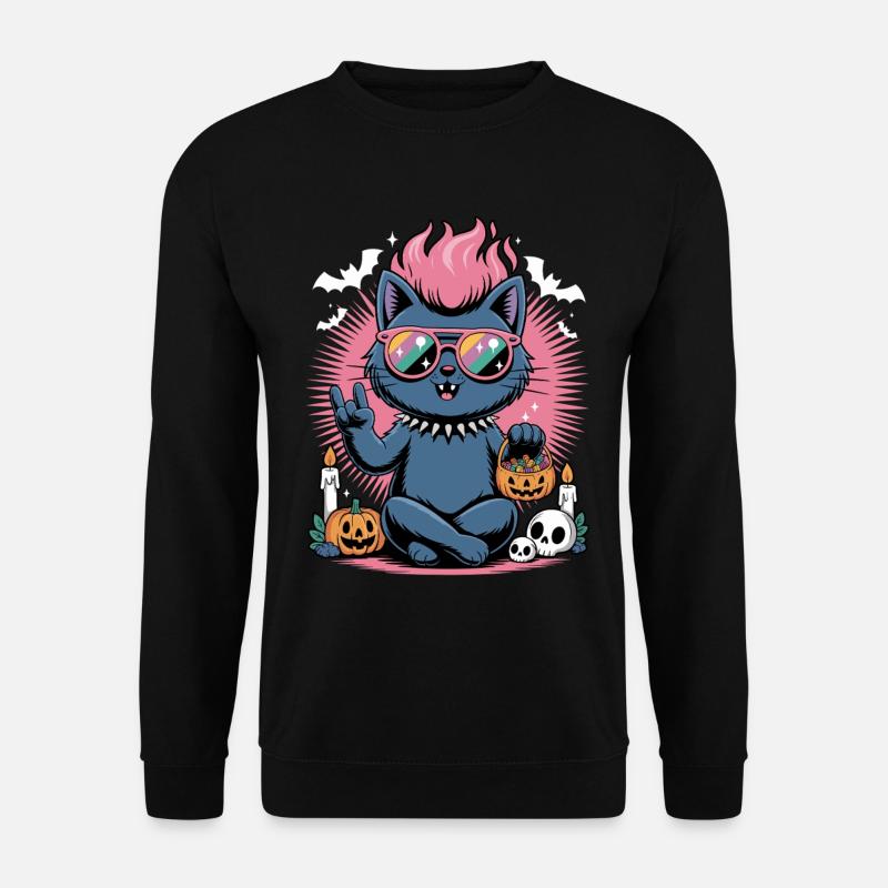Neon Halloween hangover with pumpkin scene - Unisex Sweatshirt - black