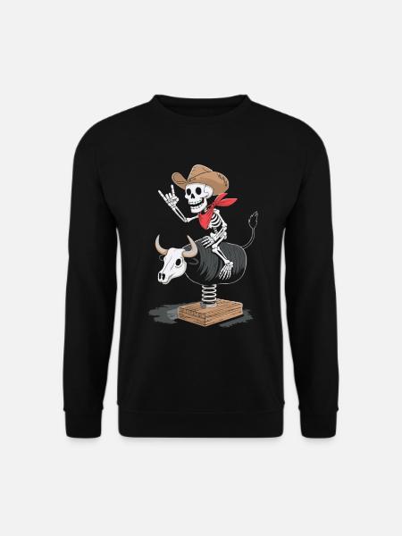 Skeleton Cowboy on Bull Mechanics - Unisex Sweatshirt - black