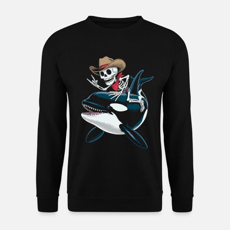 Skeleton cowboy rides orca - Unisex Sweatshirt - black