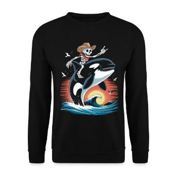 Cow-boy squelette sur la scène des vagues d’orque - Sweat-shirt Unisexe - noir - Devant - Alina (178cm) & Michal (187cm)