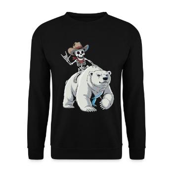 Skeleton cowboy on polar bear - Unisex Sweatshirt - black - Front - Alina (178cm) & Michal (187cm)