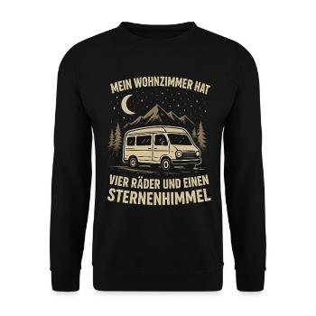Natur Outdoor Wohnmobil Sternenhimmel Abenteuer - Unisex Pullover - Schwarz - Vorne - Alina (178cm) & Michal (187cm)