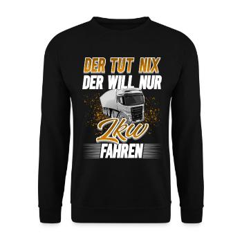 Lkw Fahrer - Unisex Pullover - Schwarz - Vorne - Alina (178cm) & Michal (187cm)