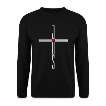 Jesus Cross Heart Love Believers Gift - Unisex Sweatshirt - black - Front - Alina (178cm) & Michal (187cm)