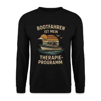 Boating is my therapy program - Unisex Sweatshirt - black - Front - Alina (178cm) & Michal (187cm)