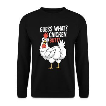 Cul de poulet disant dessin animé - Sweat-shirt Unisexe - noir - Devant - Alina (178cm) & Michal (187cm)