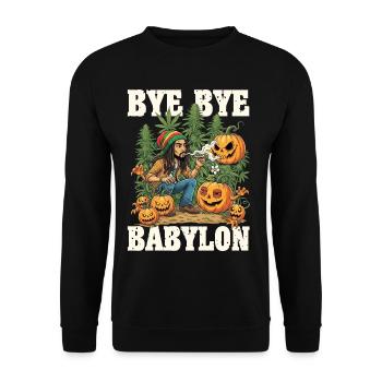 Halloween Weed - Unisex Pullover - Schwarz - Vorne - Alina (178cm) & Michal (187cm)