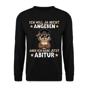 Abitur exam passed - Otter Abi graduation - Unisex Sweatshirt - black - Front - Alina (178cm) & Michal (187cm)