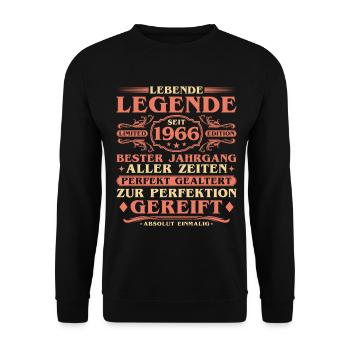 1966 Vintage Né Vintage 60ème Anniversaire - Sweat-shirt Unisexe - noir - Devant - Alina (178cm) & Michal (187cm)